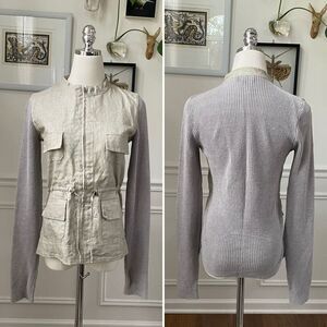 Adolfo Dominguez 100% Linen Mixed Material Safari Jacket P XS